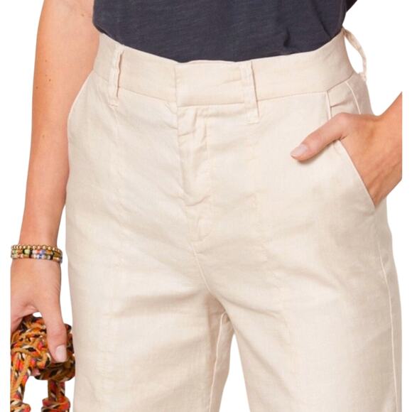 Evereve Marion Linen Blend Neutral Tone Wide Leg High Rise Trouser Pants Size 26 - Picture 3 of 14